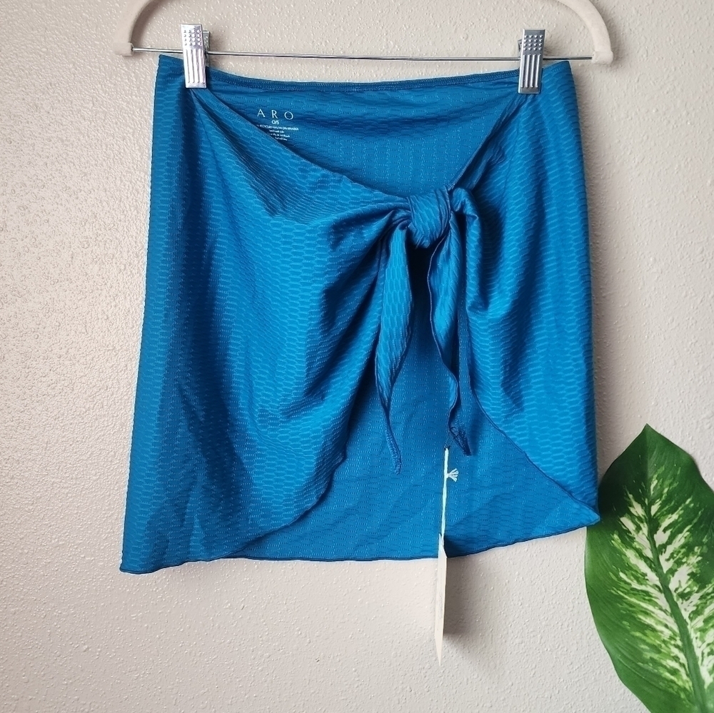 ARO Swim Revolve Jaxie Sarong Blue Tie Swim Coverup Beach Vacation O/S NWT